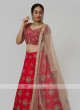 Silk Choli Suit In Dark Rani Color